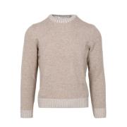 Geribbelde Crew Neck Sweater Blend Gran Sasso , Beige , Heren