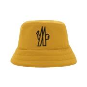 Gewatteerde Nylon Bucket Hat met Logo Moncler , Yellow , Heren