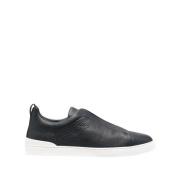 Blauwe Leren Sneakers met Kruisende Elastieken Z Zegna , Blue , Heren