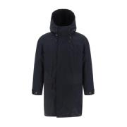 Shearling Katoenen Parka Jas Verstelbare Functies Yves Salomon , Black...