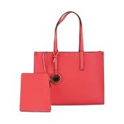 Stevige Shopper Tas met Gouden Bedel Emporio Armani , Red , Dames