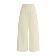 Moderne Wijde Broek met Elastische Tailleband Fabiana Filippi , Beige ...