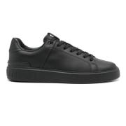 Zwarte leren vetersneaker Balmain , Black , Heren