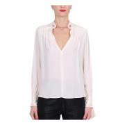 Georgette Viscose Shirt met Manchetknopen Elisabetta Franchi , Beige ,...