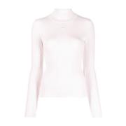 Roze Geribbelde Gebreide Coltrui Courrèges , Pink , Dames