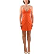 Korte polyester jurk met V-hals Kocca , Orange , Dames