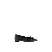 Ballerina's van Krokoleer met Gestempelde Gesp Manolo Blahnik , Black ...