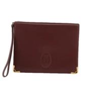 Pre-owned Leather clutches Cartier Vintage , Red , Dames