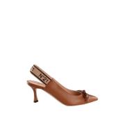 Stiletto Hak Leren Slingback Schoenen N21 , Brown , Dames