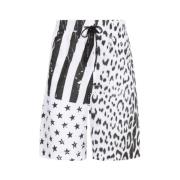 Leopard Flag-Print Track Shorts Roberto Cavalli , Black , Heren