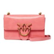 Kleine emaille-effect Love Birds tas Pinko , Pink , Dames