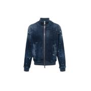 Stonewashed Katoenen Bomberjack Dsquared2 , Blue , Heren