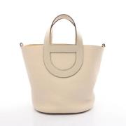 Pre-owned Leather handbags Hermès Vintage , Beige , Dames