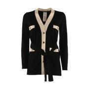 Viscose Cardigan met Juweelknopen Pennyblack , Black , Dames