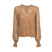 Viscose trui met katoenen top Twinset , Beige , Dames