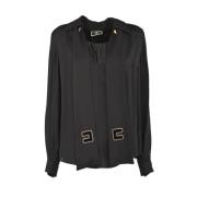 Georgette Viscose Blouse met Afneembare Sjaal Elisabetta Franchi , Bla...