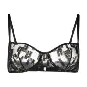 Zwart/Goud Bloemen Lurex Bh Lingerie Eres , Black , Dames