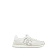 Witte Leren Lage Sneakers met DG Logo Dolce & Gabbana , White , Dames