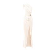 Asymmetrische Jersey Jurk met Zijsplit Elisabetta Franchi , White , Da...