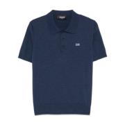 Ocean Blue Polo Shirt Ribbed Collar Dsquared2 , Blue , Heren