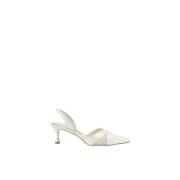 Mesh Detail Slingback Stiletto Pumps Manolo Blahnik , White , Dames