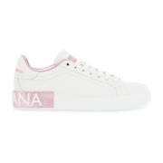 Witte en roze sneakers van kalfsleer Dolce & Gabbana , White , Dames