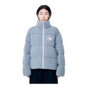 Wollen Cable-Knit Jas met Logopatch Moncler , Gray , Dames