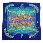 Pre-owned Silk scarves Hermès Vintage , Blue , Dames