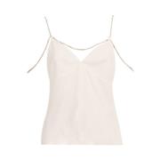 Polyester tanktop met strassbandjes Kocca , White , Dames