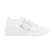 Witte Leren Rhinestone Skate Sneakers Roger Vivier , White , Dames