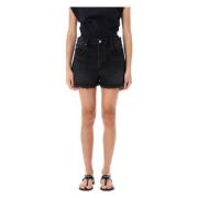 Zwarte Denim Shorts Met Raffelrand Isabel Marant Étoile , Black , Dame...