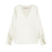 Zijden blouse met V-hals Pennyblack , White , Dames