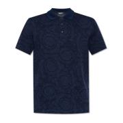 Polo met Vbarocco patroon Versace , Blue , Heren