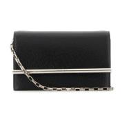 Zwarte leren Cross-Bar Clutch Alexander McQueen , Black , Dames