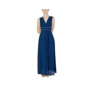 Blauwe Elegant Lange Polyester Jurk Vrouwen Rinascimento , Blue , Dame...