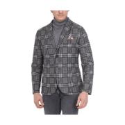 Geruit Patroon Grijs Blazer Jas Bob , Gray , Heren