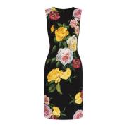 Zijden jurk met bloemenpatroon Dolce & Gabbana , Black , Dames