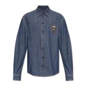 Denim shirt met applicatie Dolce & Gabbana , Blue , Heren