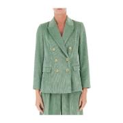 Dubbelbreasted fluwelen ribgebreide blazer Pennyblack , Green , Dames