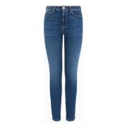 Donkerblauwe Skinny Jeans met Contraststiksels Emporio Armani , Blue ,...