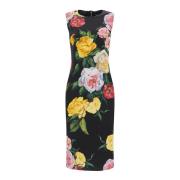 Elegante Bloemen Zijden Jurk Dolce & Gabbana , Multicolor , Dames