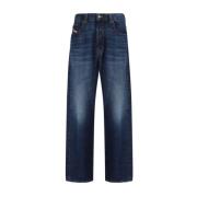 Klassieke Five-Pocket Jeans met Leren Patch Diesel , Blue , Heren