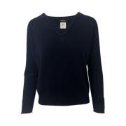 Kasjmier V-hals trui Navy Raglan Gran Sasso , Blue , Dames