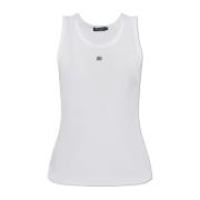 Geribbelde top met logo-vormige applicatie Dolce & Gabbana , White , D...