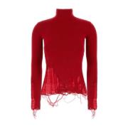 Rode Wol Acryl Trui Stijlvol Ontwerp MM6 Maison Margiela , Red , Dames