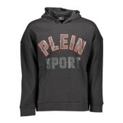 Hoodie Zwart Lange Mouw Print Contrast Plein Sport , Black , Heren