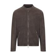 Grijze Biker Leren Jas Giorgio Brato , Gray , Heren