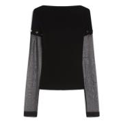 Zwarte Truien met Boothals Sportmax , Black , Dames