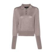 Merino Silk Polo Sweater Clay Pearl Simone Rocha , Gray , Dames