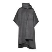 Merino Wool Poncho-Style Sweater in Grey TotêMe , Gray , Dames